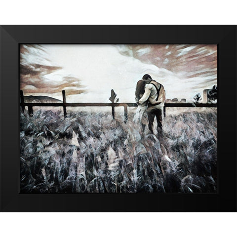 Lovers Countryside Cuddle Black Modern Wood Framed Art Print by Aldridge, Ashley