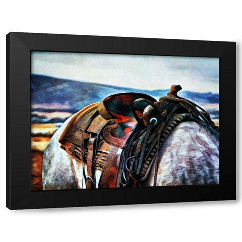 Cowboy Saddled Up Black Modern Wood Framed Art Print by Aldridge, Ashley
