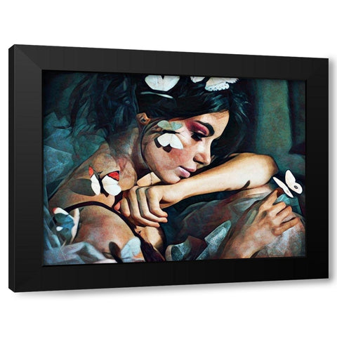 Butterfly Beautiful Black Modern Wood Framed Art Print with Double Matting by Aldridge, Ashley