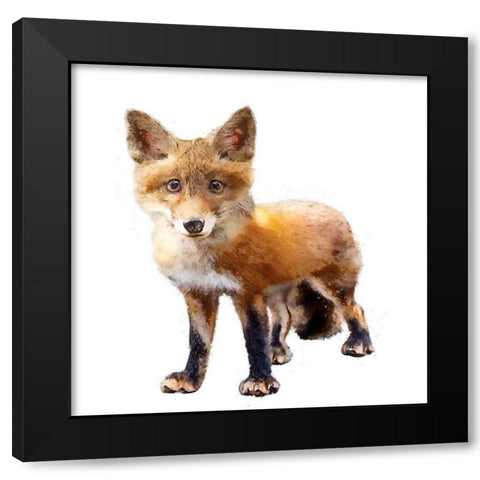 Lil Fox Standing Black Modern Wood Framed Art Print by Curinga, Kim