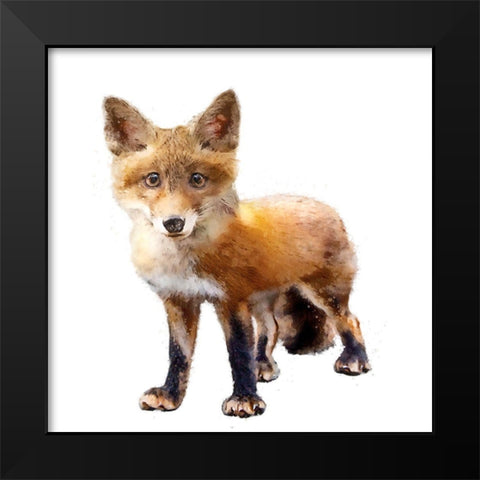Lil Fox Standing Black Modern Wood Framed Art Print by Curinga, Kim