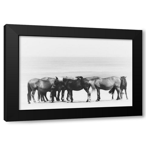 Beach Horse Group Black Modern Wood Framed Art Print by Curinga, Kim
