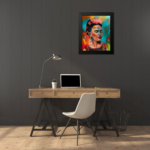 Frida Khalo Black Modern Wood Framed Art Print by Eaton, Winnie