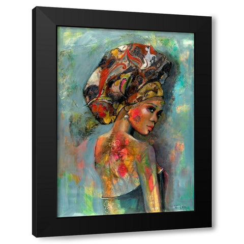 Lady with Headscarf Black Modern Wood Framed Art Print by Eaton, Winnie