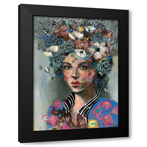 Girl with Succulents Black Modern Wood Framed Art Print with Double Matting by Eaton, Winnie