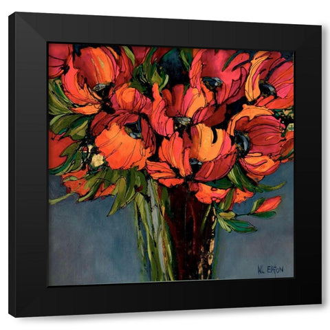 Flower Flames Burnt Orange Black Modern Wood Framed Art Print by Eaton, Winnie