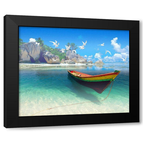 Tropical Shangrila I Black Modern Wood Framed Art Print with Double Matting by Hunziker, Steve