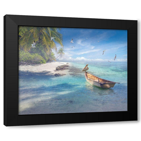 Tropical Shangrila II Black Modern Wood Framed Art Print with Double Matting by Hunziker, Steve
