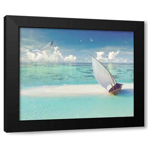Tropical Shangrila III Black Modern Wood Framed Art Print with Double Matting by Hunziker, Steve