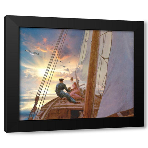 Young Love Black Modern Wood Framed Art Print with Double Matting by Hunziker, Steve