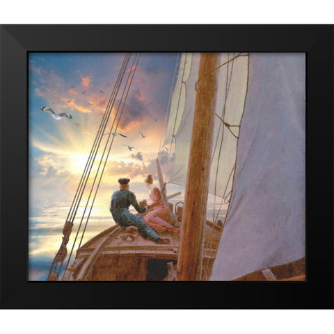 Young Love Black Modern Wood Framed Art Print by Hunziker, Steve