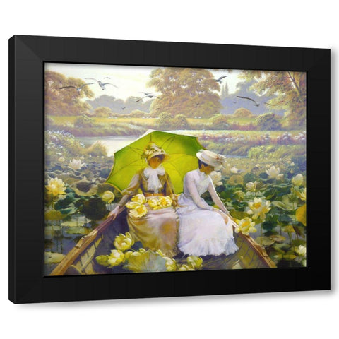 Lotus Ladies Black Modern Wood Framed Art Print by Hunziker, Steve