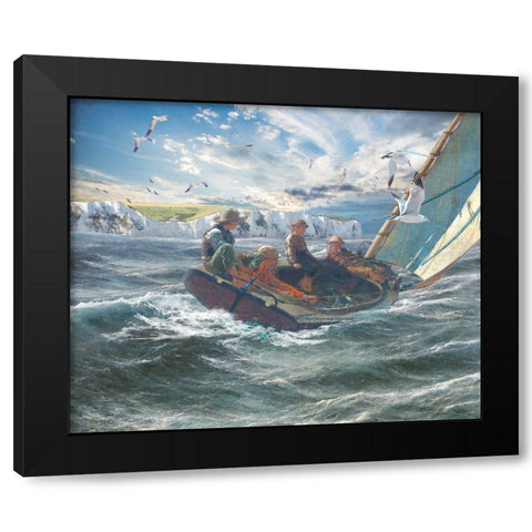 Windy Riders Black Modern Wood Framed Art Print by Hunziker, Steve