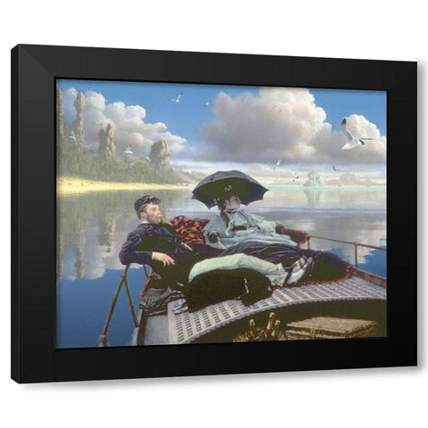 Lofty Relaxers Black Modern Wood Framed Art Print with Double Matting by Hunziker, Steve