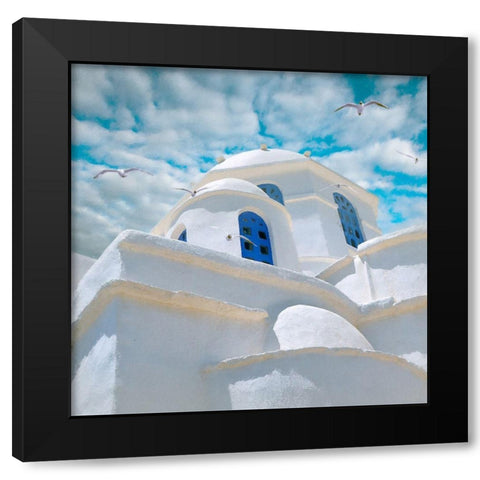 Grecian Blue III Black Modern Wood Framed Art Print with Double Matting by Hunziker, Steve