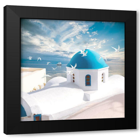 Grecian Blue IV Black Modern Wood Framed Art Print by Hunziker, Steve