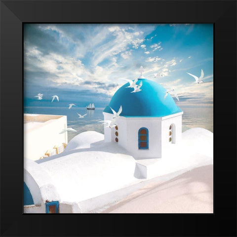 Grecian Blue IV Black Modern Wood Framed Art Print by Hunziker, Steve