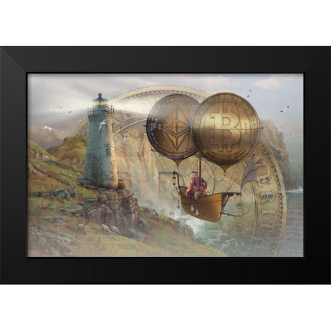 Bitcoin Deco II Black Modern Wood Framed Art Print by Hunziker, Steve