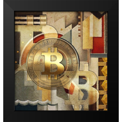 Bitcoin Deco VI Black Modern Wood Framed Art Print by Hunziker, Steve