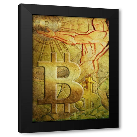 Bitcoin Deco IX Black Modern Wood Framed Art Print with Double Matting by Hunziker, Steve