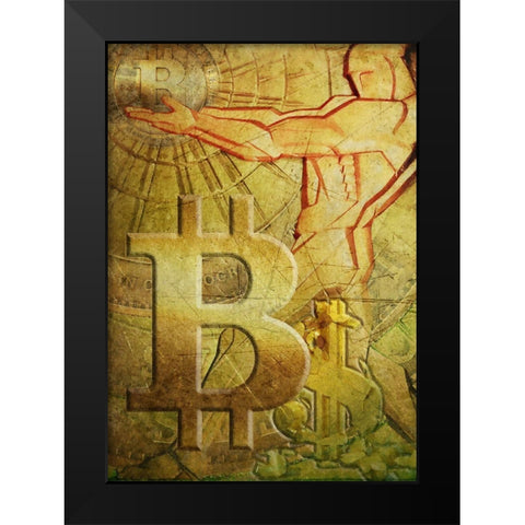 Bitcoin Deco IX Black Modern Wood Framed Art Print by Hunziker, Steve