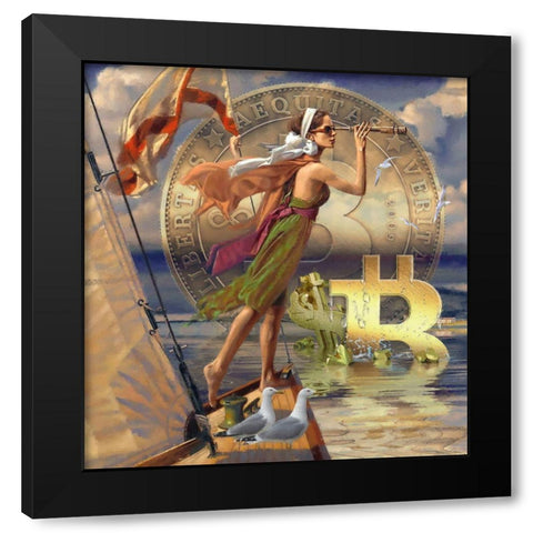 Bitcoin Deco X Black Modern Wood Framed Art Print by Hunziker, Steve