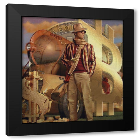 Bitcoin Deco XI Black Modern Wood Framed Art Print with Double Matting by Hunziker, Steve