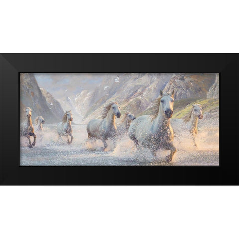 Spirited Splashers Black Modern Wood Framed Art Print by Hunziker, Steve