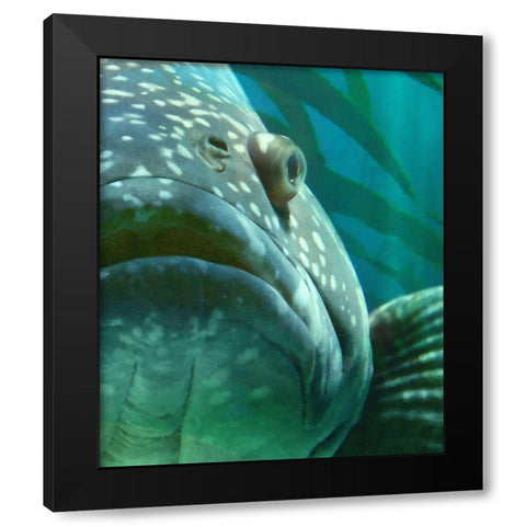 Turquoise Splash II Black Modern Wood Framed Art Print with Double Matting by Hunziker, Steve