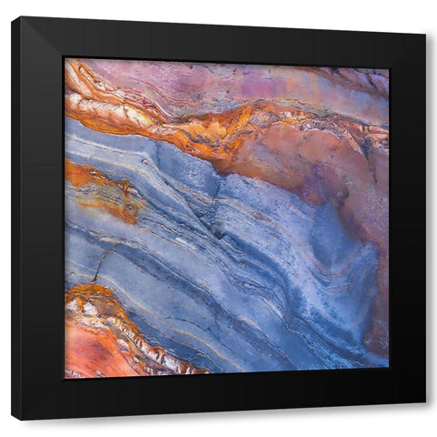 Craquelure IV Black Modern Wood Framed Art Print with Double Matting by Hunziker, Steve