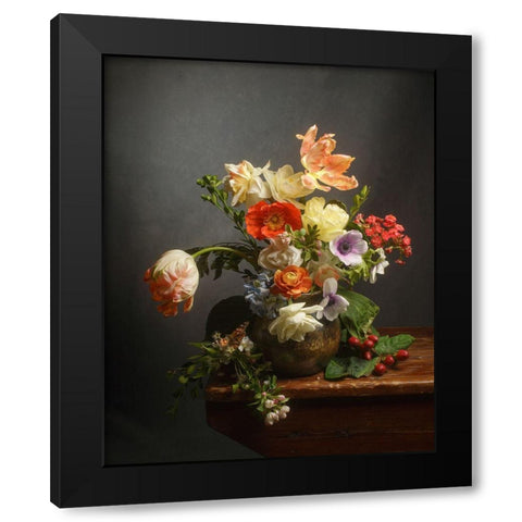 A Study on Tulips Black Modern Wood Framed Art Print with Double Matting by Maclean, Leah