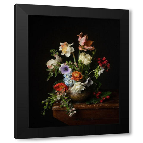 A Bounty of Spring Blooms Black Modern Wood Framed Art Print by Maclean, Leah