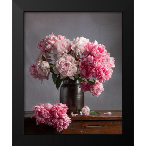 Ruffles and Layers Black Modern Wood Framed Art Print by Maclean, Leah