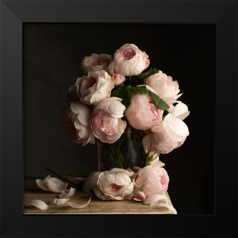 Smitten by Roses-Dark Black Modern Wood Framed Art Print by Maclean, Leah