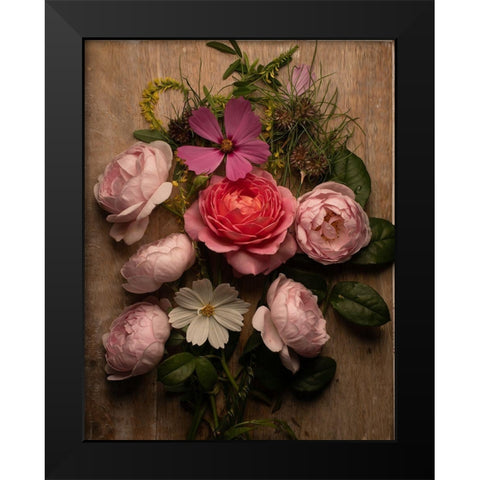 Rosy Posy II Black Modern Wood Framed Art Print by Maclean, Leah