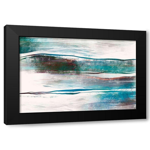 Lapping Waves Black Modern Wood Framed Art Print with Double Matting by Naskrent, Delores