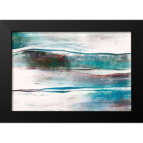 Lapping Waves Black Modern Wood Framed Art Print by Naskrent, Delores