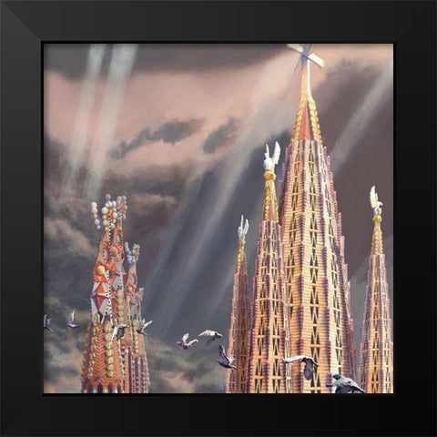 Sagrada Familia Towers I Black Modern Wood Framed Art Print by Wang, John