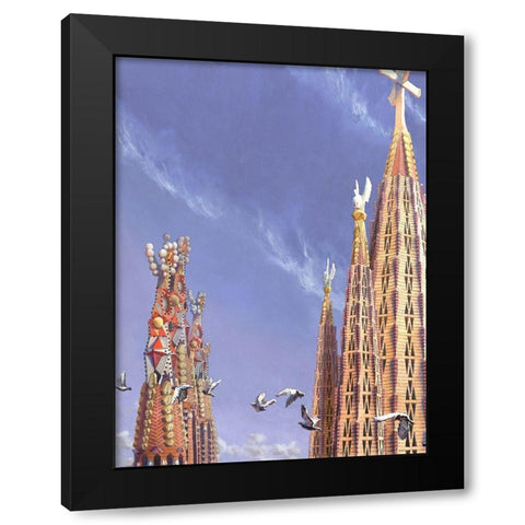 Sagrada Familia Towers II Black Modern Wood Framed Art Print by Wang, John