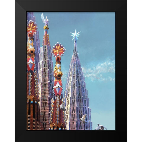 Sagrada Familia Towers III Black Modern Wood Framed Art Print by Wang, John