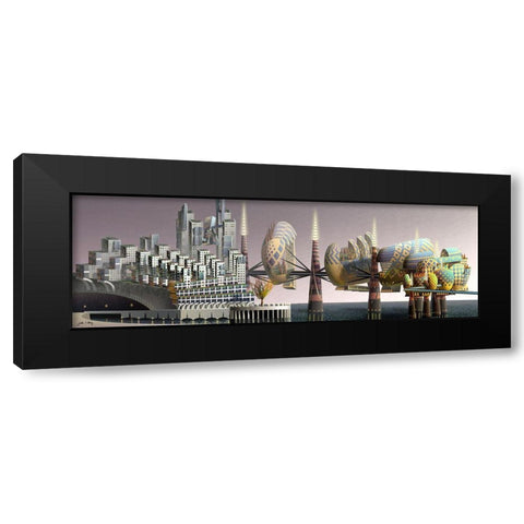 Fantatown Black Modern Wood Framed Art Print with Double Matting by Wang, John
