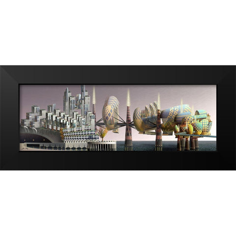 Fantatown Black Modern Wood Framed Art Print by Wang, John