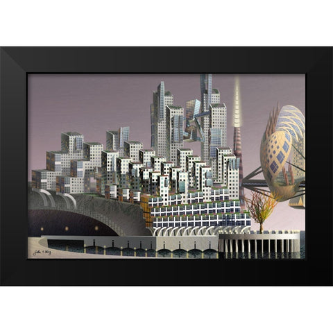 Fantatown II Black Modern Wood Framed Art Print by Wang, John