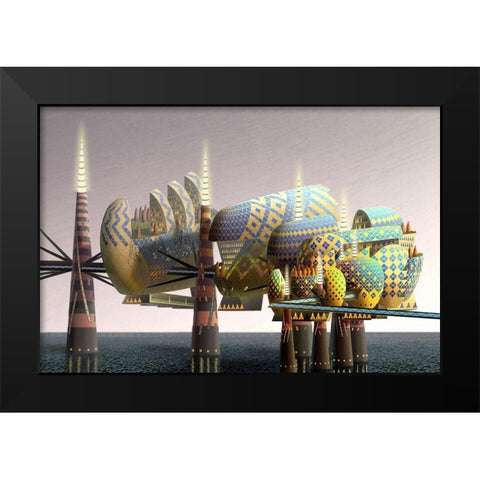 Fantatown III Black Modern Wood Framed Art Print by Wang, John
