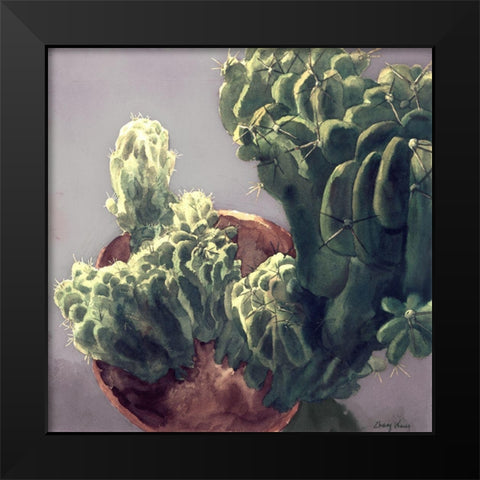 Cactus Black Modern Wood Framed Art Print by Wang, John