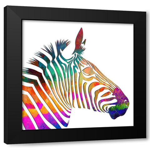 Rainbow Zebra Black Modern Wood Framed Art Print by Smith, Karen