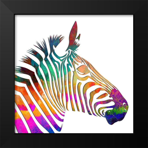Rainbow Zebra Black Modern Wood Framed Art Print by Smith, Karen