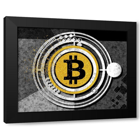 Bitcoin Glitterball Black Modern Wood Framed Art Print with Double Matting by Smith, Karen