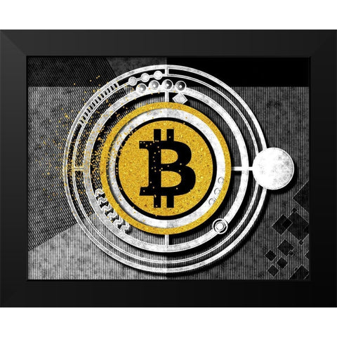 Bitcoin Glitterball Black Modern Wood Framed Art Print by Smith, Karen
