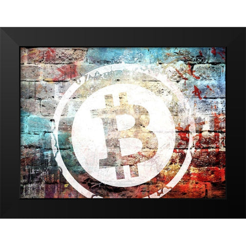 Bitcoin Off the Wall Black Modern Wood Framed Art Print by Smith, Karen